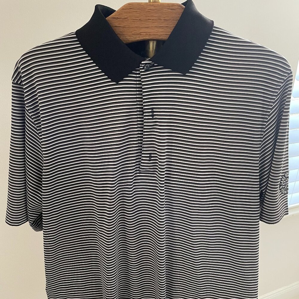 Mens Golf Shirt Play DR Gray/Black/White stripe  XL/TG - SALE!